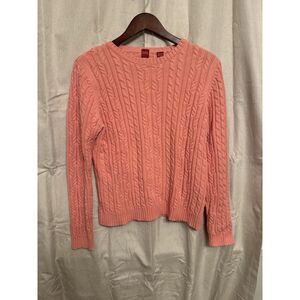 Valerie Steven's Women's Pink Cable Knit Cotton Sweatet Size Large